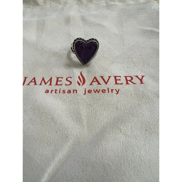 Retire, HTF James Avery Sculpted Hearts and Tulips Purple Doublet ring sz. 9￼ - Picture 3 of 11